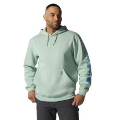 'Carhartt' Men's Midweight Sleeve Logo Hoodie - Seabrook
