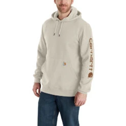 'Carhartt' Men's Midweight Sleeve Logo Hoodie - Malt
