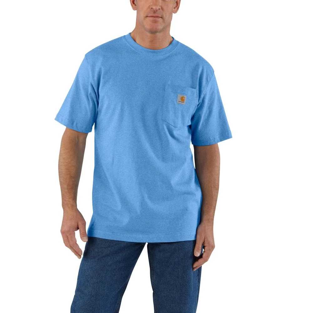 'Carhartt' Men's Loose Fit Heavyweight Pocket T-Shirt - Blue Lagoon Heather 1 'Carhartt' Men's Loose Fit Heavyweight Pocket T-Shirt - Blue Lagoon Heather