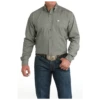 'Cinch' Men's Printed Long Sleeve Button Down Shirt - Olive