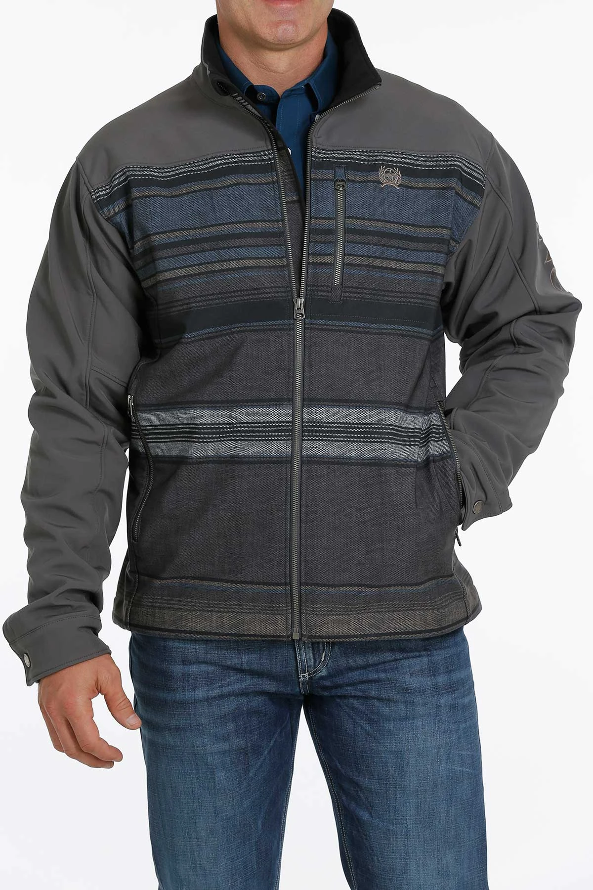 'Cinch' Men's Color Blocked Bonded Jacket - Charcoal 1 'Cinch' Men's Color Blocked Bonded Jacket - Charcoal