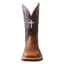'Twisted X' Men's 12" CellStretch® Western WP Square Toe - Mocha / Navy -Travs Outfitter Store MXBW001.05