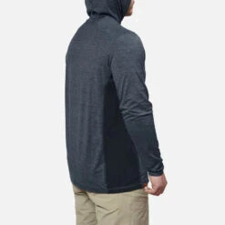 'Brunt' Men's The McKenna Sun Hoodie - Blue Heather -Travs Outfitter Store McKenna Hoodie Blue Heather Back Angled 24Q1 857x1200 587a834