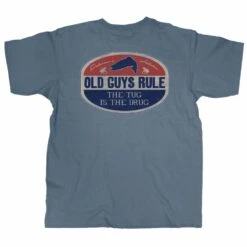 'Old Guys Rule' Men's Fisherman's Addict Vintage Tee - Indigo