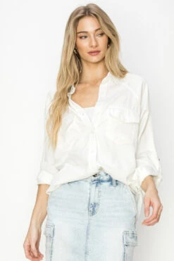 'Risen' Women's Oversized Tencel Shirt - Cream