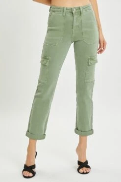 'Risen' Women's High Rise Cargo Pants - Olive