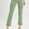 'Risen' Women's High Rise Cargo Pants - Olive (Plus Size)
