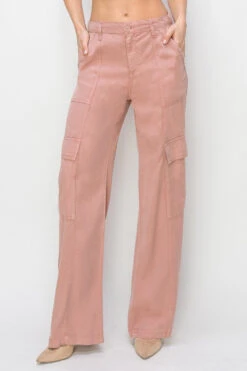 'Risen' Women's Wide Leg Cargo Pants - Mauve