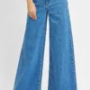 'Risen' Women's High Rise Palazzo Jeans - Solid Medium