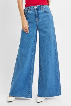 'Risen' Women's High Rise Palazzo Jeans - Solid Medium