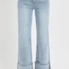 'Risen' Women's High Rise Wide Ankle Jeans - Light Blue