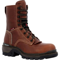 'Rocky' Men's 9" Rams Horn EH WP Logger Soft Toe - Brown -Travs Outfitter Store RKK0395