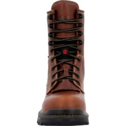 'Rocky' Men's 9" Rams Horn EH WP Logger Soft Toe - Brown -Travs Outfitter Store RKK0395 front