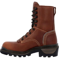 'Rocky' Men's 9" Rams Horn EH WP Logger Soft Toe - Brown -Travs Outfitter Store RKK0395 instep profile