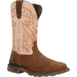 'Rocky' Men's 12" Carbon 6 EH WP Western Square Comp Toe - Brown / Bone -Travs Outfitter Store RKW0352