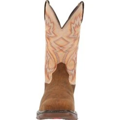 'Rocky' Men's 12" Carbon 6 EH WP Western Square Comp Toe - Brown / Bone -Travs Outfitter Store RKW0352 front