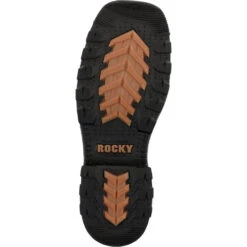 'Rocky' Men's 11" Ram's Horn EH Western Square Toe - Western Dark Brown -Travs Outfitter Store RKW0393 outsole