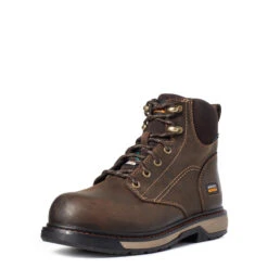 'Ariat' Women's 6" Riveter EH WP Comp Toe - Brown -Travs Outfitter Store S21 WMS WORK 10035773 3 4 front