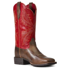 'Ariat' Women's West Bound Square Toe - Sable / Red -Travs Outfitter Store S22 WMS WEST 10040287 medial