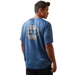 'Ariat' Men's Charger Ariat Stamp T-Shirt - Sky Fall -Travs Outfitter Store S23 MNS WEST 10043769 back