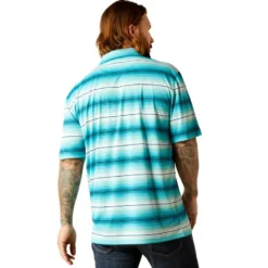 'Ariat' Men's All Over Print Polo - Peacock Blue 2 -Travs Outfitter Store S24 MNS WEST 10048778 back