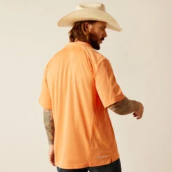 'Ariat' Men's AC Polo - Prawn -Travs Outfitter Store S24 MNS WEST 10048849 back warm