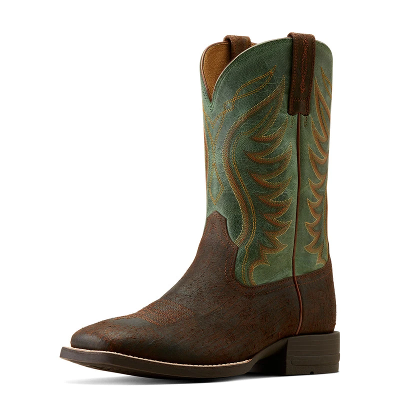 'Ariat' Men's 11" Amos Western Square Toe - Brown / Green 2 'Ariat' Men's 11" Amos Western Square Toe - Brown / Green - Image 2