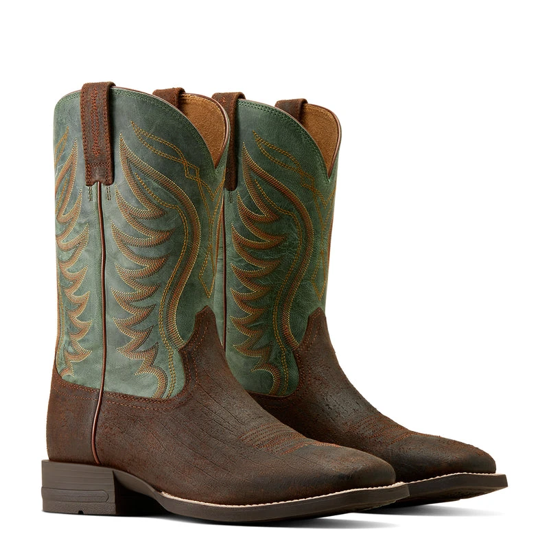 'Ariat' Men's 11" Amos Western Square Toe - Brown / Green 5 'Ariat' Men's 11" Amos Western Square Toe - Brown / Green - Image 5