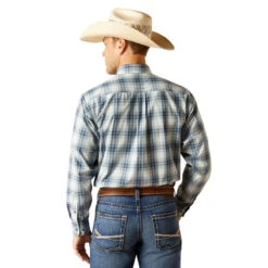 'Ariat' Men's Pro Series Emiliano Button Down - Blue Heaven -Travs Outfitter Store S24 MNS WEST 10051270 back