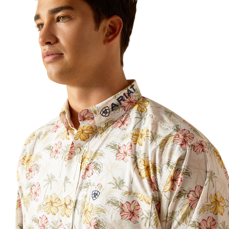 'Ariat' Men's Landon Classic Fit Button Down - Gardenia 3 'Ariat' Men's Landon Classic Fit Button Down - Gardenia - Image 3