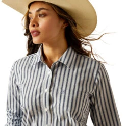 'Ariat' Women's Kirby Wrinkle Resistant Button Down - Baja Stripe -Travs Outfitter Store S24 WMS WEST 10051333 detail01
