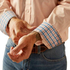 'Ariat' Men's Wrinkle Free Ashton Classic Long Sleeve - Pink -Travs Outfitter Store S25 MNS WEST 10054688 detail01