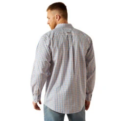 'Ariat' Men's Wrinkle Free Aaron Classic Button Down - Blue -Travs Outfitter Store S25 MNS WEST 10054691 back