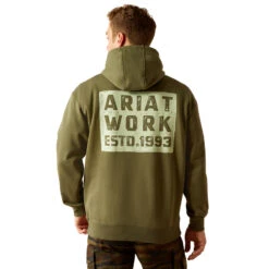 'Ariat' Men's Rebar Workman Hoodie - Four Leaf CLover -Travs Outfitter Store S25 MNS WORK 10054469 back
