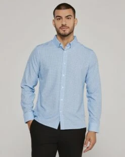 '7Diamonds' Men's Cyril Performance Button Down - Light Blue