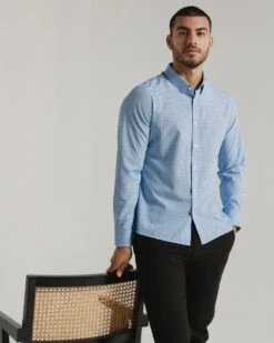 '7Diamonds' Men's Cyril Performance Button Down - Light Blue -Travs Outfitter Store SMKL 7882 LightBlue 05