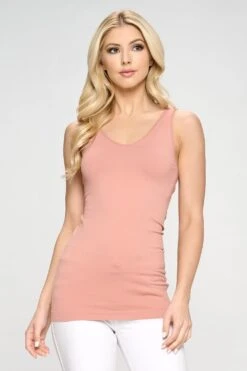 'YELETE' Women's Reversible V/U Neck Tank Top - Rose