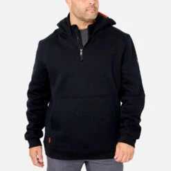 'Brunt' Men's Shevlin Hoodie 1/4 Zip - Black