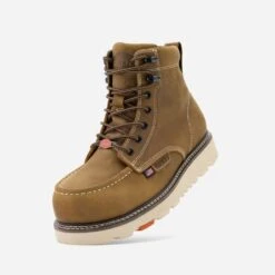 'Brunt' Men's Marin 6" Welted Unlined Comp - Dark Tan -Travs Outfitter Store USAMarinUnlinedCTLEDTanL3QTR45