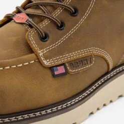 'Brunt' Men's Marin 6" Welted Unlined Comp - Dark Tan -Travs Outfitter Store USAMarinUnlinedCTLEDTanLDetail