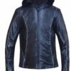 'Unik' Women's Ultra Leather Hoodie Jacket - Black