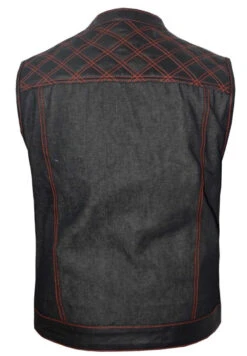 'Unik' Men's Paisley Lined Denim-Leather Vest - Black / Red -Travs Outfitter Store Unik6152075ad12e116152075ad156a.451506316152075ad156a