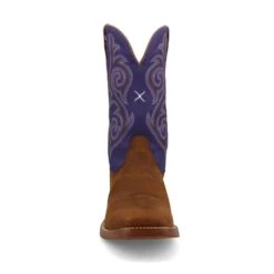 'Twisted X' Women's 11" Tech X Western Square Toe - Distressed Saddle / Iris -Travs Outfitter Store WXTR009.08 4800X4800 R