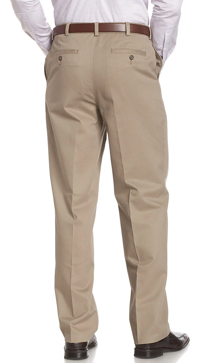 'Savane' Flat Front Stretch Chino - Khaki 2 'Savane' Flat Front Stretch Chino - Khaki - Image 2