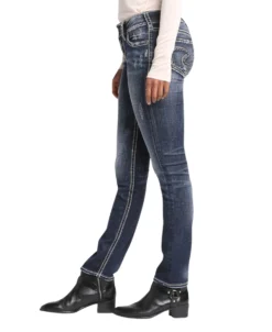 'Silver Jeans' Women's Suki Mid Rise Straight Leg - Distressed Dark Indigo -Travs Outfitter Store l93413sdi349 2 scaled