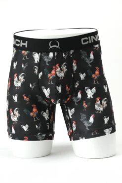 'Cinch' Men's 6" Rooster Boxer Brief - Black