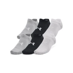 'Under Armour' Unisex Essential No Show 6 Pack Socks - Black