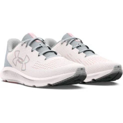 'Under Armour' Women's Charged Pursuit 3 Big Logo - White / Halo Gray / Pink Fizz -Travs Outfitter Store s7.3026523 101 PAIR
