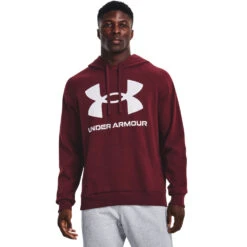 'Under Armour' Men's Rival Fleece Big Logo Hoodie - Chestnut Red / Onyx White