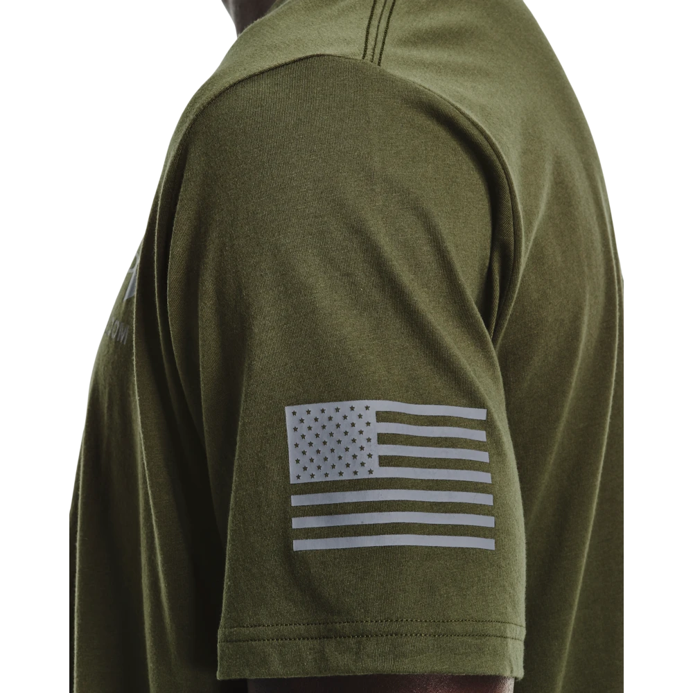 'Under Armour' Men's New Freedom Spine T-Shirt - Marine OD Green 2 'Under Armour' Men's New Freedom Spine T-Shirt - Marine OD Green - Image 2